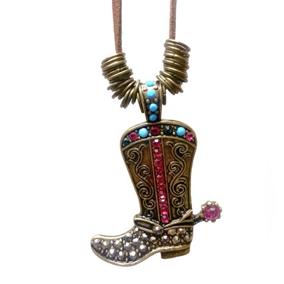 Boho Cowboy boot Necklace - Picture 2 of 4